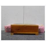 Beautiful Vintage Wooden Box (2) Candles