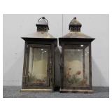 Pair Of Lantern Style Candle Holders