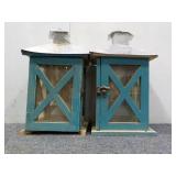 Pair Of Vintage Wooden Candle Holders