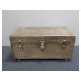 Vintage Cream Colored Trunk W/Wheels
