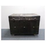 Vintage Black Trunk W/Wheels