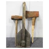 Axe, Sledge Hammer, and Military Shovel