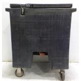 (1) Black Plastic Rolling Ice Crate