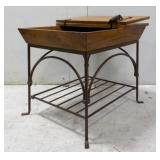 (1) Wood & Metal Bedside End Table With Storage