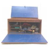 Wooden Crate full of Camping Utensils +more
