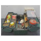 (1) Metal Tackle Box w/Hooks,Lures, Power Bait...