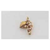 14k Gold Earrings with Diamonds and Rubys, 2.6g
