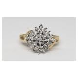 10k Gold Ring w/(32) Diamonds, Sz: 7, 3g
