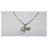 21" Long 14k Gold Necklace, 2.7g, "Special Sister"