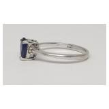 Blue Topaz 10k Gold Ring w/(6) Diamonds, SZ: 7