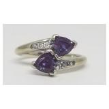 Purple Gem w/(6) Diamonds in 10k Gold Ring, SZ: 5