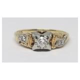 Vintage (5) Diamond Ring in 14k Gold Ring, Size: 6