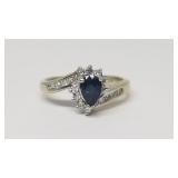 (19) Diamonds w/Blue Gem in 14k Gold Ring, S: 5.7