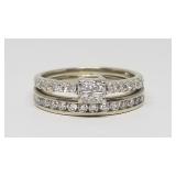 (29) Diamond Wedding Set, 14k Gold Ring, Size: 5