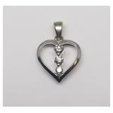 (3) Diamond Heart 14k Gold Pendant, 1.8g