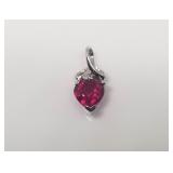 Beautiful 10k Gold Pendant, w/Red Heart Gem
