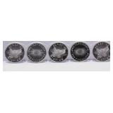 (5) Troy 1oz .999 Fine Silver Dollar