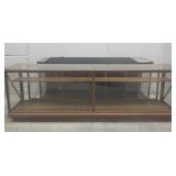 Antique Oak & Glass Display Case w/1 Shelf