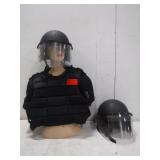 (2) Riot Helmets & Safety Padded Vest