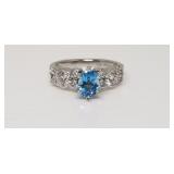 Brilliant Diamond & Blue Zircon Ring, Retail$4,999