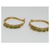 Gold Plated Green Synthetic Stone Earrings