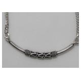 Sterling Silver Chain Bracelet W/ Metal Charm