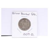 1907-D Silver Barber Quarter