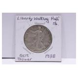 1938 90% Silver Walking Liberty Half Dollar