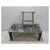 Black Wooden Coffee Table & Small Wooden Stool