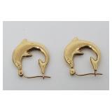 Pair of 14k Gold Dolphin Earrings