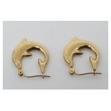 Pair of 14k Gold Dolphin Earrings