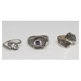 3 Silver Rings, Sizes: 6, 7, and 9