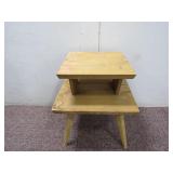 Wooden 2 Tier Side Table (22"x22"x26")