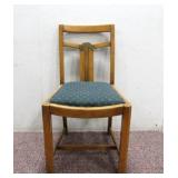 Vintage Wooden Chair w/ Green Seat