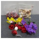 Assorted Fabric Flowers w/ (2) Bags of Potpourri