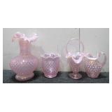 Fenton Glass Set Hobnail Carnival Opalescent