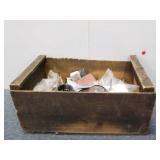 Wooden Crate w/ Assorted Items