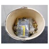 Bucket w/ an Assortment of Brass Fittings & More
