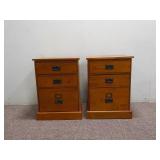 (2) Matching Wooden Night Stands W/ 3 Drawers