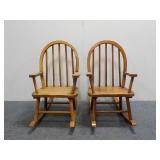 (2) Small Childrens Wooden Rocking Chairs