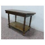 Dark Wood 2 Tier Solid Wood Side Table