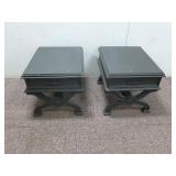 (2) Dark Grey Side Tables W/ (1) Drawer