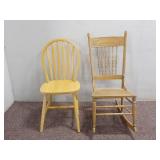 (1) Dining Chair, (1) Rocking Chair