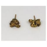 Pair of 22k Gold Nugget Earrings, missing Backs