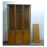 Light Oak Solid Wood China Hutch w/ Glass Shelves