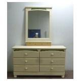 Cream Colored 6 Drawer Dresser w/ Mirror