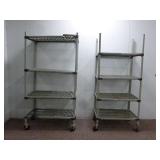 (2) Plastic Rolling Racks W/ 4  Shelves