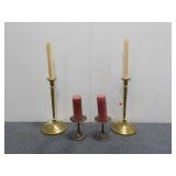 (4) Metal Candleholders w/ Candles