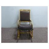 Solid Wood Rocking Chair W/ Leather Cushions