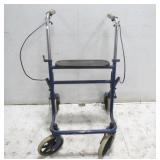 Blue Folding Walker w/ Wheels & Hand Brakes